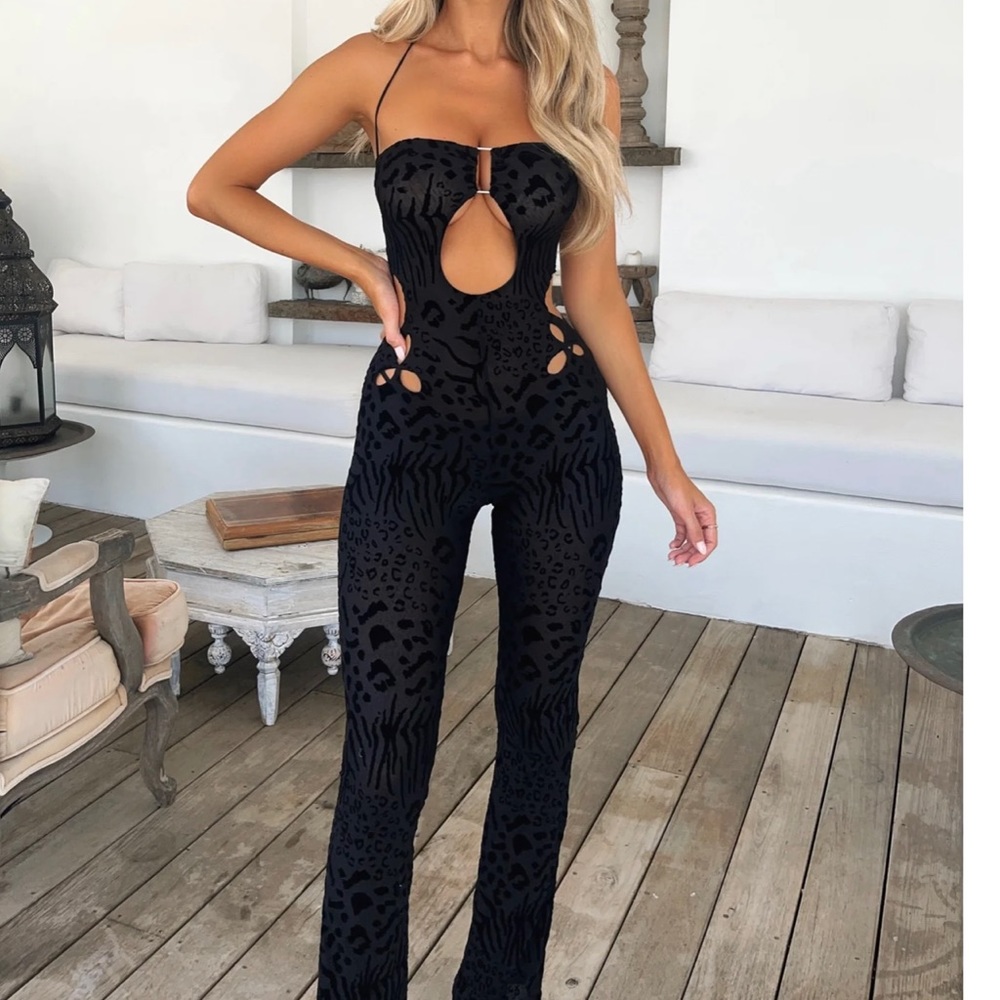 Mesh black jumpsuit.